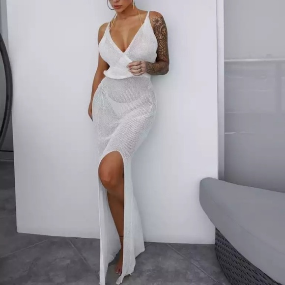 New Boho Crochet Beach Dress Swim Cover Up Maxi Midi - Picture 13 of 17